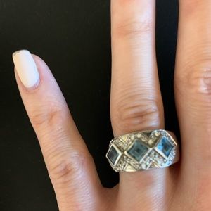 Authentic Sterling Silver Rhodium Plated ring CZ - fits size 6.5 - worn twice